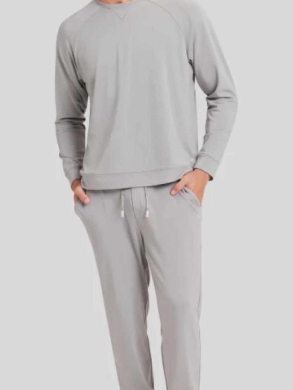 Cozy Earth Mens Bamboo Lounge Set Size XXL 2XL Gray Pullover Crew & Jogger NEW